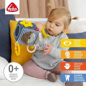 Fehn Activity Cube Otter – Hračka pre rozvoj motorických zručností so závesnými úchopovými prvkami –