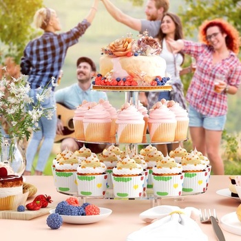 Akrylový stojan na muffiny, priehľadný vežový držiak na dezerty s podstavcom pre svadby, večierky,