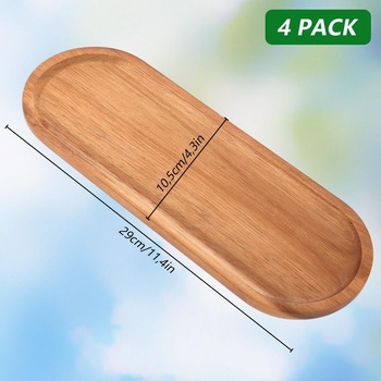 SHUESS Sada 4 oválnych tácok z akáciového dreva 29 x 10,5 x 1,5 cm - Veľký eliptický servírovací