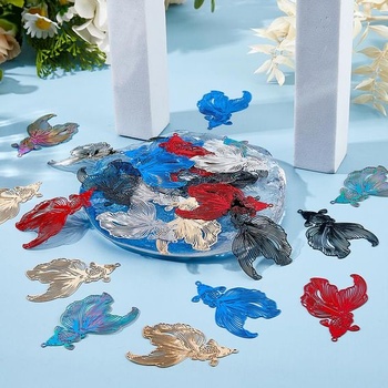 24dielny filigránový prívesok s rybičkou Suncatcher z nerezovej ocele, kovový prívesok s viacfarebnou