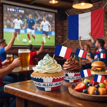 YESAH Sada 200 košíčků na muffiny a párátek na dekorace na párty k mistrovství světa ve fotbale