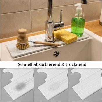 QWORK® Křemelinová rohožka pod kohoutek 40 x 10 cm, savá ochranná fólie z kamene pro dřez, koupelnu