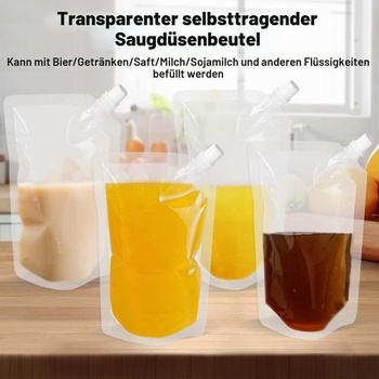 20 x opakovane použiteľných sáčkov na nápoje 500ml | Priehľadné vrecká na nápoje bez BPA | Nepriepustné