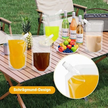 20 x opakovane použiteľných sáčkov na nápoje 500ml | Priehľadné vrecká na nápoje bez BPA | Nepriepustné