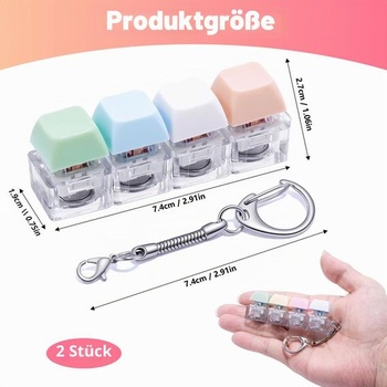 2dílná klávesnice Fidget, přívěsek na klíče s LED světlem, 4 klávesy, 4 barvy