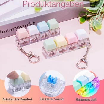 2dílná klávesnice Fidget, přívěsek na klíče s LED světlem, 4 klávesy, 4 barvy