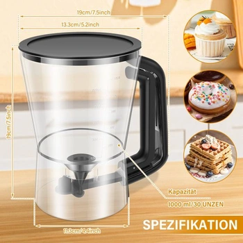 Dávkovač těsta na palačinky 1000 ml, na vafle, muffiny, palačinky