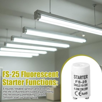 2 štartéry žiariviek FS-25 pre žiarivky 4–20 W, 22 W a 25 W
