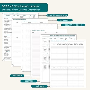 BEZEND Kalender 2026 2027 Horizontální Wochenkalender A4 (28,5 x 22 cm) Lila 28 x 21 cm