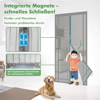 Sekey síť proti hmyzu na balkonové dveře, řezaná na míru – magnetická a samolepicí, bez nutnosti