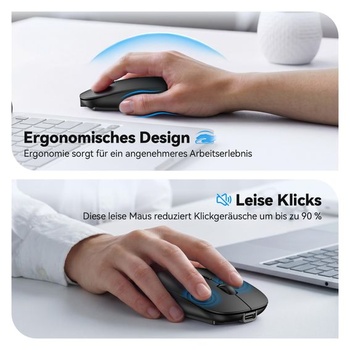 Bezdrôtová myš TECKNET Bluetooth USB-C a USB-A, tenká, so 4 tlačidlami, čierna