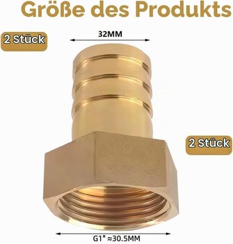2 kusy mosadzných hadicových hubíc IG 1 palca, hadicová koncovka IG 1