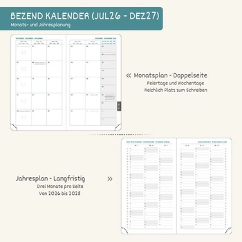 BEZEND Kapesní kalendář 2026 2027 Malý týdenní kalendář A6 15,5 x 9 cm A6 15,5 x 9 cm 2026 2027