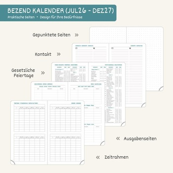 BEZEND Vreckový kalendár 2026 2027 Malý týždenný kalendár A6 15,5 x 9 cm A6 15,5 x 9 cm 2026 2027