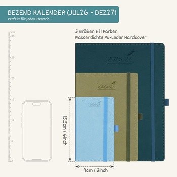 BEZEND Vreckový kalendár 2026 2027 Malý týždenný kalendár A6 15,5 x 9 cm A6 15,5 x 9 cm 2026 2027