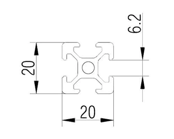 Hliníková profilová matice Fullerkreg 6, 1 kus, 20 x 20 mm, 200 mm