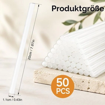 50 kusů tavných lepicích tyčinek 11 mm x 200 mm, průhledné lepicí tyčinky
