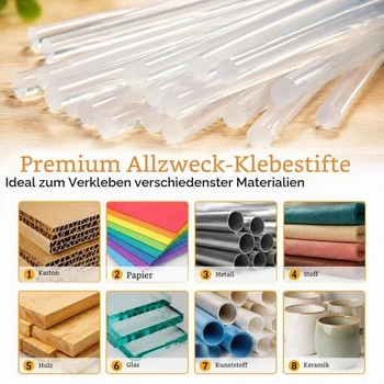 50 kusů tavných lepicích tyčinek 11 mm x 200 mm, průhledné lepicí tyčinky