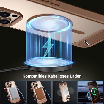 Pouzdro GaoBao pro iPhone 16 Pro Max s MagSafe a neviditelným titanovým stojánkem ve tvaru křídla,