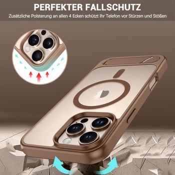 Pouzdro GaoBao pro iPhone 16 Pro Max s MagSafe a neviditelným titanovým stojánkem ve tvaru křídla,