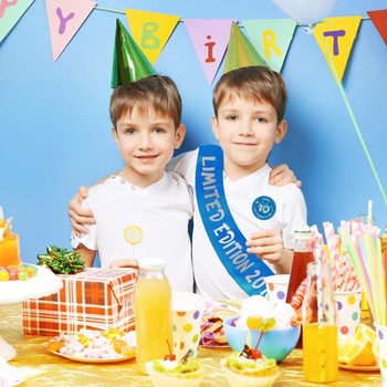 Dekorácia na 10. narodeniny - šerpa - 2 kusy, čierna, modrá, narodeninová dekorácia