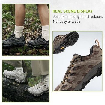 Šnúrky UamGlsob Ø5mm hrubé okrúhle pre turistické topánky Merrell šedo-čierne 54 palcov/140 cm