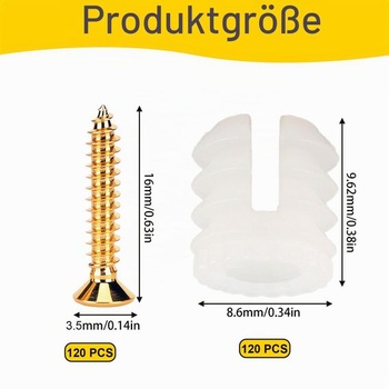 120 sád plastových hmoždiniek do pántov, hmoždinky do pántov M4 x 10 mm so skrutkami, hmoždinky pre