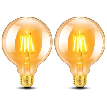 Edison Vintage žiarovka E27 4W, priemer 95 mm, guľatá LED žiarovka G95 s vláknom, nahrádza 40W