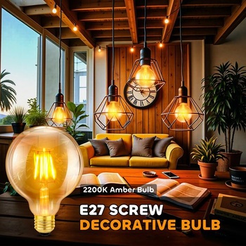 Edison Vintage žiarovka E27 4W, priemer 95 mm, guľatá LED žiarovka G95 s vláknom, nahrádza 40W