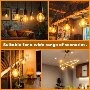 Edison Vintage žiarovka E27 4W, priemer 95 mm, guľatá LED žiarovka G95 s vláknom, nahrádza 40W