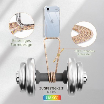 DiDaDi náhrdelník na telefón pre iPhone 17 Air s pútkom priehľadný, dúhový iPhone 17 Air dúhový
