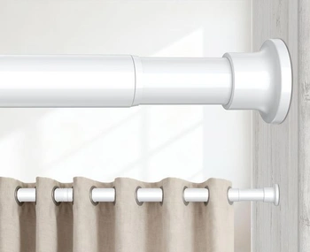 Tyč na záclony s upínacími svorkami, 75-95 cm, bílá, Ø 25…