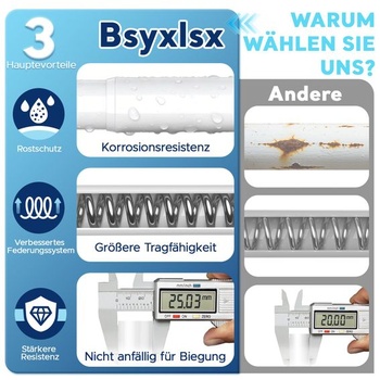 Tyč na záclony s upínacími svorkami, 75-95 cm, bílá, Ø 25 mm, tyč s upínacími svorkami, bílá, 75-95