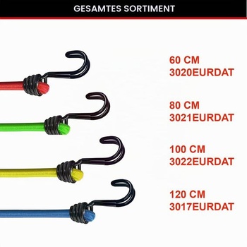 Master Lock 3020EURDAT Gumové bungee šnúry s háčikmi [Sada 2 bungee šnúr] [60 cm dlhá bungee šnúra]