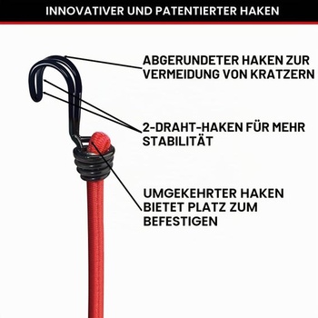 Master Lock 3020EURDAT Gumové bungee šnúry s háčikmi [Sada 2 bungee šnúr] [60 cm dlhá bungee šnúra]