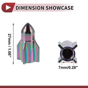 Dekoratívne krytky ventilov pneumatík v štýle rakety, 4 kusy. Pre autá. Rôzne farby.