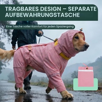 Pláštenka pre psov Kuoser, nepremokavá pláštenka pre psov, ružová XS