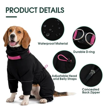 Kuoser Dog Raincoat, nepremokavé pláštenky pre psov, čierna 3XL
