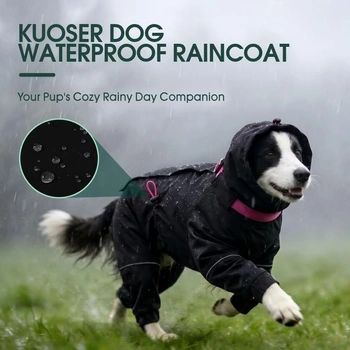 Kuoser Dog Raincoat, nepremokavé pláštenky pre psov, čierna 3XL