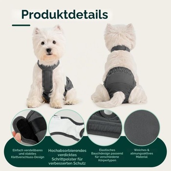Zahrievacie nohavičky Kuoser pre sučky, prateľné plienky pre psov, šedé XS Šedé XS (pas: 25-32 cm, dĺžka