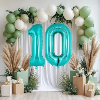 Zelený balónik číslo 10, zelený balónik s číslom, 40palcový zelený fóliový balónik 10, 101cm zelený