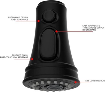 Nástavec na kuchyňskou baterii NIYATA, otočný o 360°, 3funkční sprchová hlavice, náhradní hlavice s