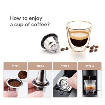 Opakovane použiteľné kávové kapsule, znovu naplniteľné, nerezová espresso kapsula, kompatibilná s