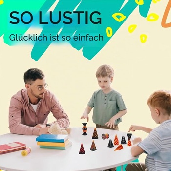 Sada hraček Fidget s optickými iluzemi, 3 díly, tvar kužele a válce, duhový metalický design (zlatá)