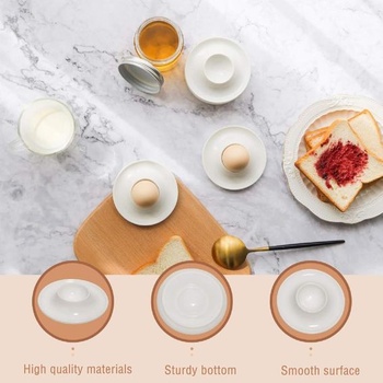 Sada 6 držáků na vajíčka, bílá, klasické stojánky na vajíčka se širokým okrajem, protiskluzové,