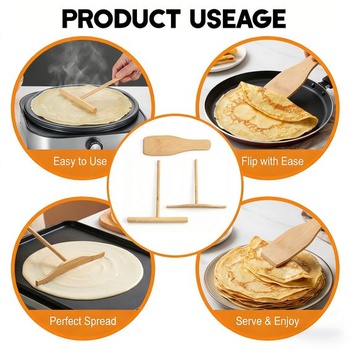 Sada 3 roztieradiel na palacinky, obracačka na palacinky a roztieradlo na palacinky v sade, praktické