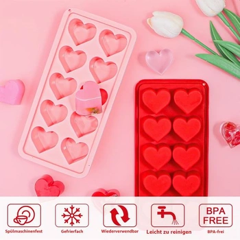 Silikonová formička na led ve tvaru srdce Webake, 2 kusy, forma na čokoládu ve tvaru srdce,