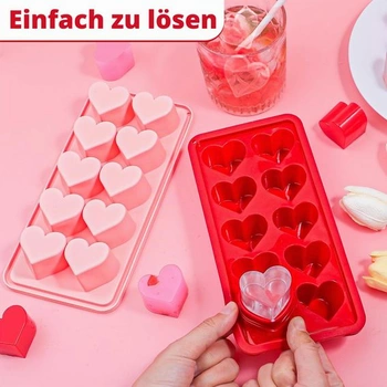 Silikonová formička na led ve tvaru srdce Webake, 2 kusy, forma na čokoládu ve tvaru srdce,