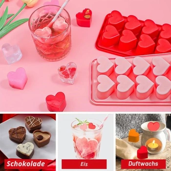 Silikonová formička na led ve tvaru srdce Webake, 2 kusy, forma na čokoládu ve tvaru srdce,