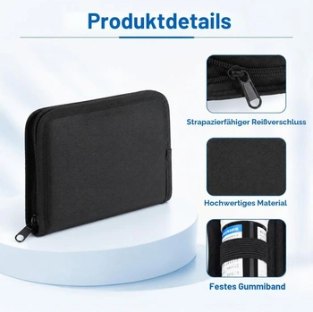 Pouzdro na glukometr 16 x 11,5 cm, kompaktní pouzdro s organizérem a síťovanou přihrádkou, vnitřní